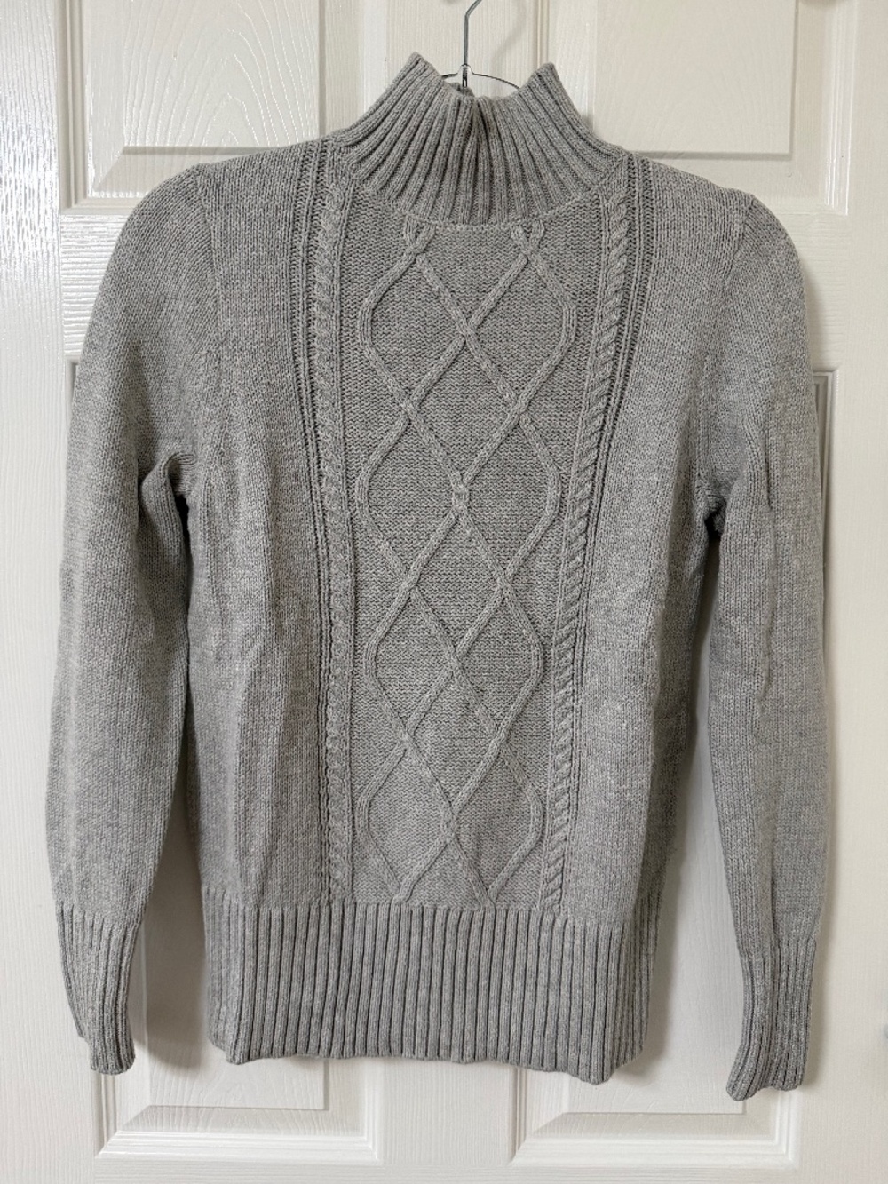 J.CREW Turtleneck Fisherman Sweater in Gray Cotton Size S